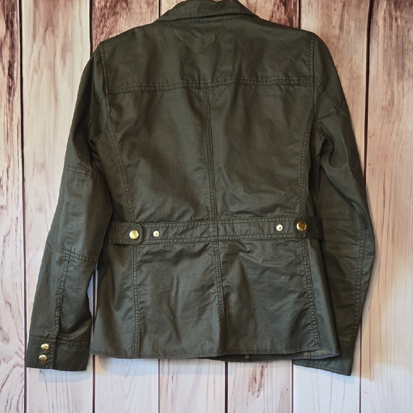 J. Crew Dark Green Utility Field Jacket with Gold Button Snaps Size Small - Picture 6 of 8